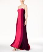 Adrianna Papell Colorblocked Strapless Gown