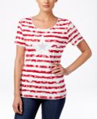 Karen Scott Petite Striped Star Graphic T-shirt, Only At Macy's