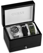 Guess Men's Chronograph Stainless Steel Bracelet Watch & Straps Boxset 46mm U0727g1