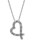 Diamond Accent Sideways Heart Pendant In 10k White Gold