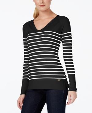 Calvin Klein Striped V-neck Sweater