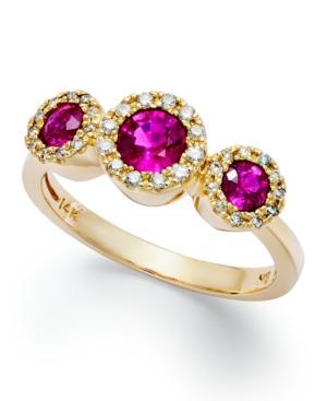 Gemma By Effy Ruby (3/4 Ct. T.w.) And Diamond (1/6 Ct. T.w.) Three-stone Ring In 14k Gold