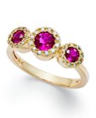 Gemma By Effy Ruby (3/4 Ct. T.w.) And Diamond (1/6 Ct. T.w.) Three-stone Ring In 14k Gold