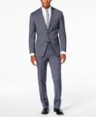 Dkny Men's Blue And Gray Houndstooth Slim Fit Suit