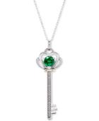 Lab-created Ruby (3/4 Ct. T.w.) & Diamond Accent Key 18 Pendant Necklace In Sterling Silver & 10k Gold