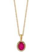 Amore By Effy Certified Ruby (9/10 Ct. T.w.) And Diamond Accent Halo Pendant Necklace In 14k Gold