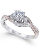 Diamond Two-tone Twist Engagement Ring (3/4 Ct. T.w.) In 14k White And Rose Gold