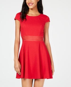 City Studios Juniors' Illusion-stripe Textured Fit & Flare Dress