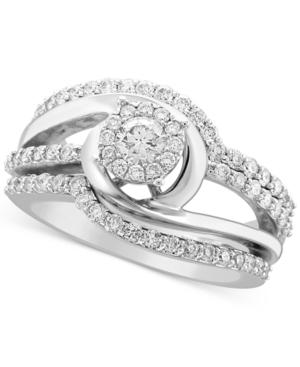 Diamond Twist Halo Engagement Ring (1 Ct. T.w.) In 14k White Gold