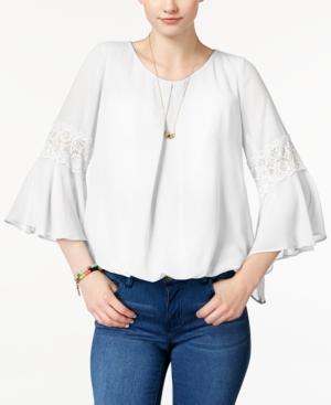 Bcx Juniors' Bell-sleeve Bubble-hem Blouse