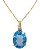 Effy Blue Topaz (8-1/3 Ct. T.w.) And Diamond Accent Pendant Necklace In 14k Gold