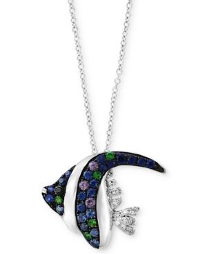 Seaside By Effy Multi-gemstone (3/8 Ct. T.w.) & Diamond Accent Angle Fish Pendant Necklace In 14k White Gold