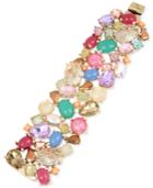 Betsey Johnson Gold-tone Multicolor Stone And Crystal Cluster Bracelet