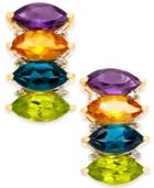 Multi-gemstone (4-2/3 Ct. T.w.) & Diamond (1/10 Ct. T.w.) Drop Earrings In 14k Gold