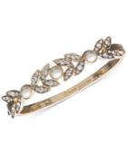 Anne Klein Gold-tone Pave & Imitation Pearl Bangle Bracelet, A Macy's Exclusive Style