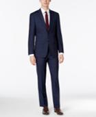 Calvin Klein X-fit Men's Dark Blue Plaid Slim Fit Suit