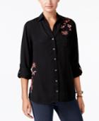 Style & Co Cotton Embroidered Utility Shirt, Created For Macy's