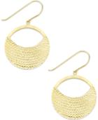 Diamond-cut Circle Drop Earrings In 10k Gold