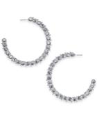 Thalia Sodi Silver-tone Crystal Hoop Earrings, Created For Macy's
