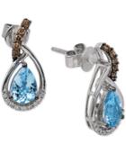 Le Vian Chocolatier Sea Blue Aquamarine (1 Ct. T.w.) And Diamond (1/6 Ct. T.w.) Drop Earrings In 14k White Gold