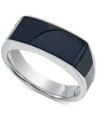 Esquire Men's Jewelry Onyx (24 X 8 X 3mm) Ring In Sterling Silver