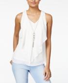 Bcx Juniors' Ruffled Blouse With Necklace