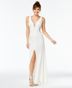 Say Yes To The Prom Embellished Illusion Stripe Gown, A Macy's Exclusive Style