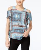 Bcx Juniors' Printed Off-the-shoulder Top With Necklaces