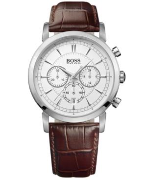 Hugo Boss Watch, Men's Chronograph Brown Leather Strap 42mm 1512871