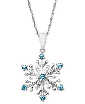 Sterling Silver Necklace, Blue Topaz (3/8 Ct. T.w.) And White Topaz (3/8 Ct. T.w.) Snowflake Pendant