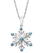Sterling Silver Necklace, Blue Topaz (3/8 Ct. T.w.) And White Topaz (3/8 Ct. T.w.) Snowflake Pendant