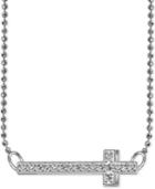 Alex Woo Diamond Accent Side Cross Pendant Necklace In 14k White Gold
