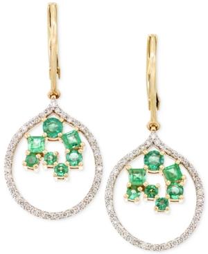 Rare Featuring Gemfields Certified Emerald (7/8 Ct. T.w.) And Diamond (3/8 Ct. T.w.) Scatter Drop Earrings In 14k Gold