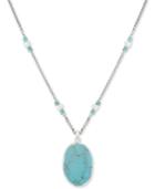 Lucky Brand Silver-tone Colored Bead, Stone & Imitation Pearl Pendant Necklace, 17 + 2 Extender