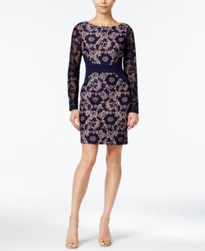Jessica Simpson Lace Illusion Sheath Dress