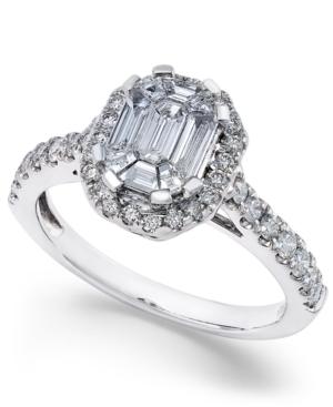 Diamond Emerald-cut Bridal Ring With Halo (1 Ct. T.w.) In 14k White Gold