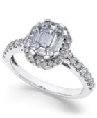 Diamond Emerald-cut Bridal Ring With Halo (1 Ct. T.w.) In 14k White Gold