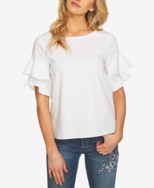 Cece Ruffle-sleeve Poplin Top