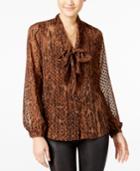 Jessica Simpson Cerena Printed Tie-neck Blouse