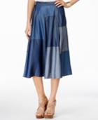 Inc International Concepts Denim Patchwork Midi Skirt, Only At Macy's