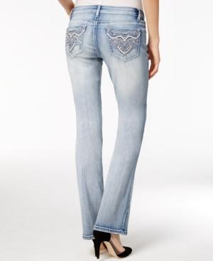 Project Indigo Juniors' Embellished Ripped Bootcut Jeans