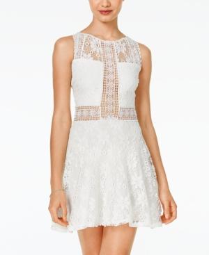 B Darlin Juniors' Lace Illusion Fit & Flare Dress
