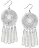 Lucky Brand Silver-tone Medallion Statement Earrings