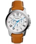 Fossil Men's Chronograph Grant Tan Leather Strap Watch 44mm Fs5060