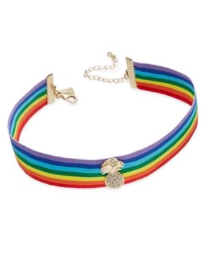 Inc International Concepts Gold-tone Rainbow Ribbon Pineapple Choker Necklace, Only At Macy's