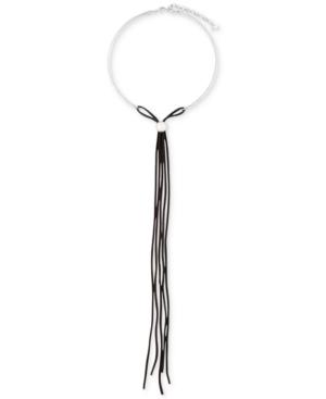 Lucky Brand Silver-tone Suede Fringe Collar Necklace