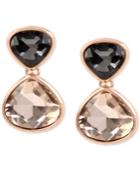 Kenneth Cole New York Rose Gold-tone Black & Pink Stone Drop Earrings