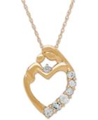 Aquamarine (1/3 Ct. T.w.) And Diamond Accent Mother And Baby Pendant Necklace In 14k Gold