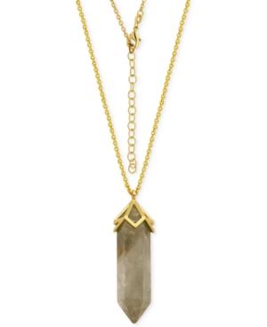 Smokey Quartz Long Pendant Necklace (30 Ct. T.w.) In Silver-plate Gold Flash