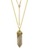 Smokey Quartz Long Pendant Necklace (30 Ct. T.w.) In Silver-plate Gold Flash
